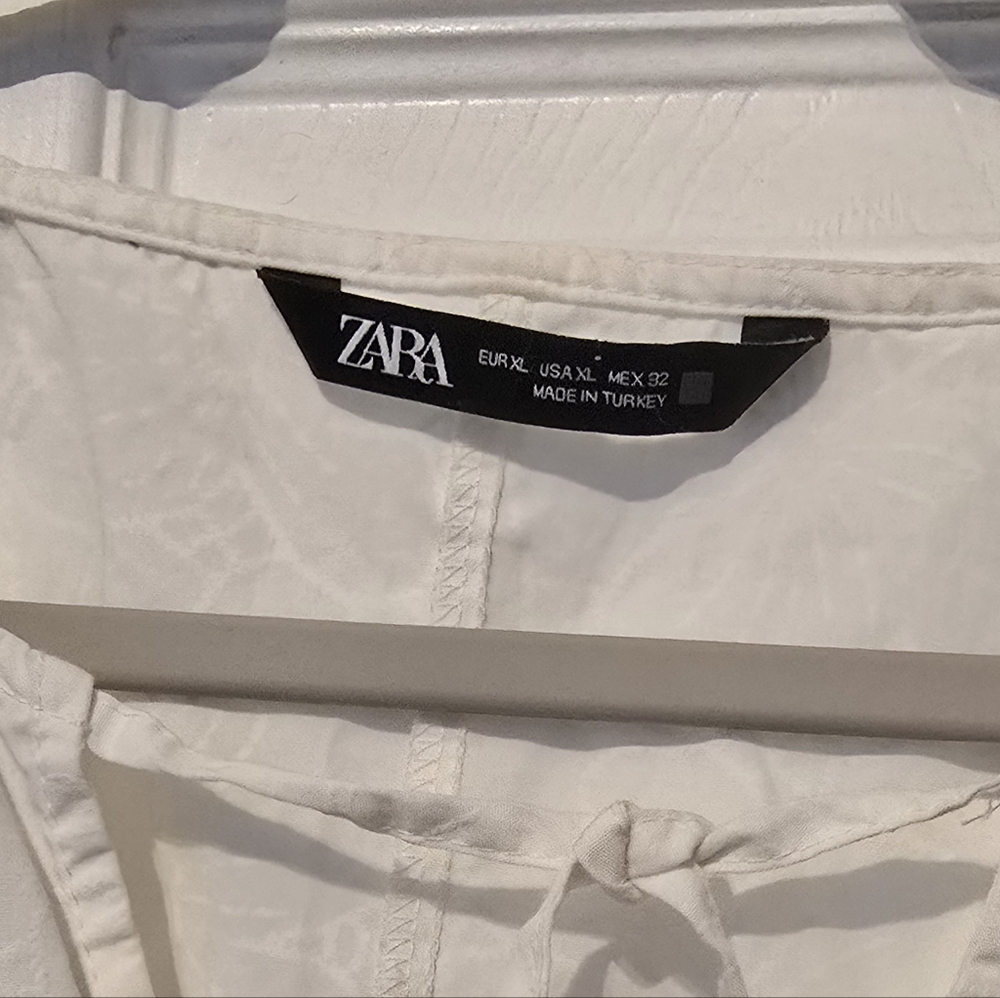 Zara cotton split-neck blouse. - image 3